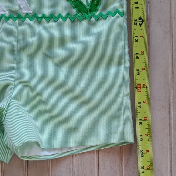 The Pond Vintage Green Pinstripes  Romper Patchwork Lamb 2 Piece Lightweight - Picture 12 of 12